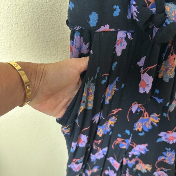 ANTHROPOLOGIE Moulinette Soeurs Black Floral Romper Jumpsuit Size XS - Picture 7 of 14